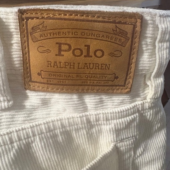 Polo Ralph Lauren Jeans Mens 38x30 Off White Varick Slim Straight Corduroy Pants - Picture 1 of 12